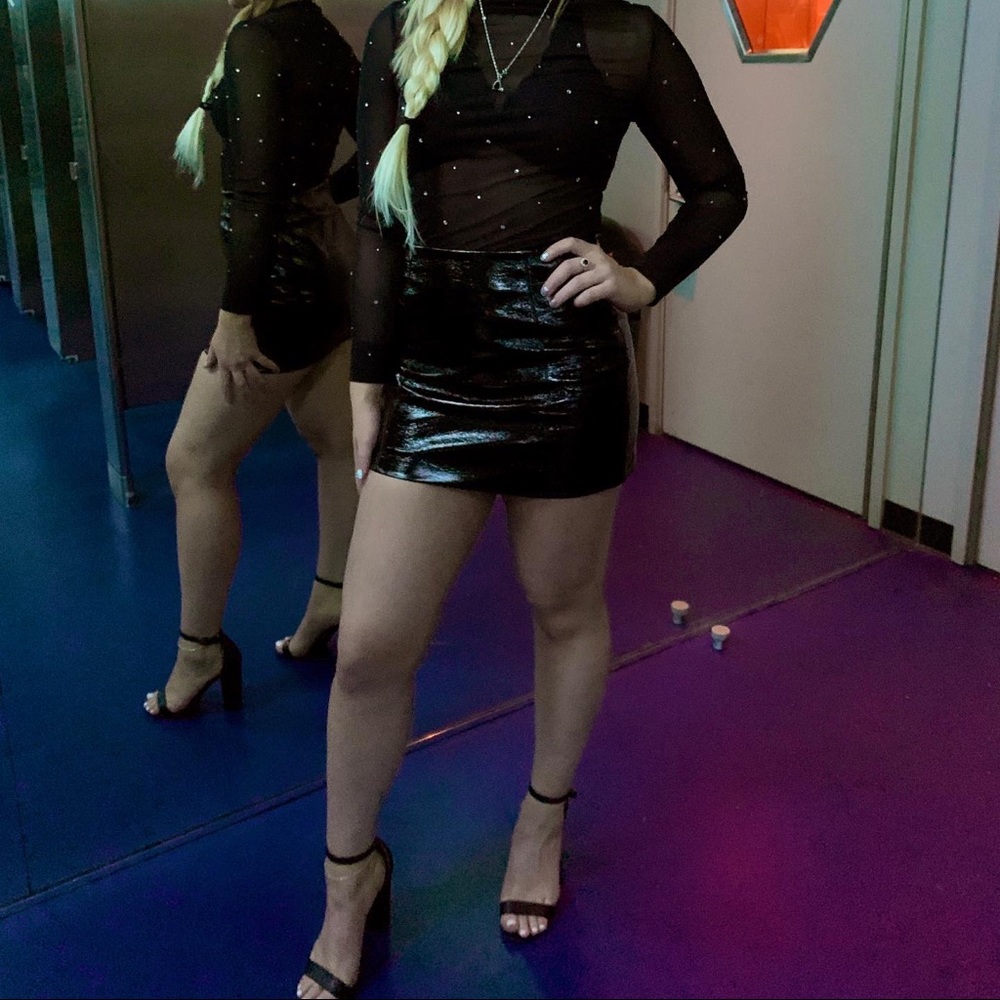 Forever 21 black faux latex skirt